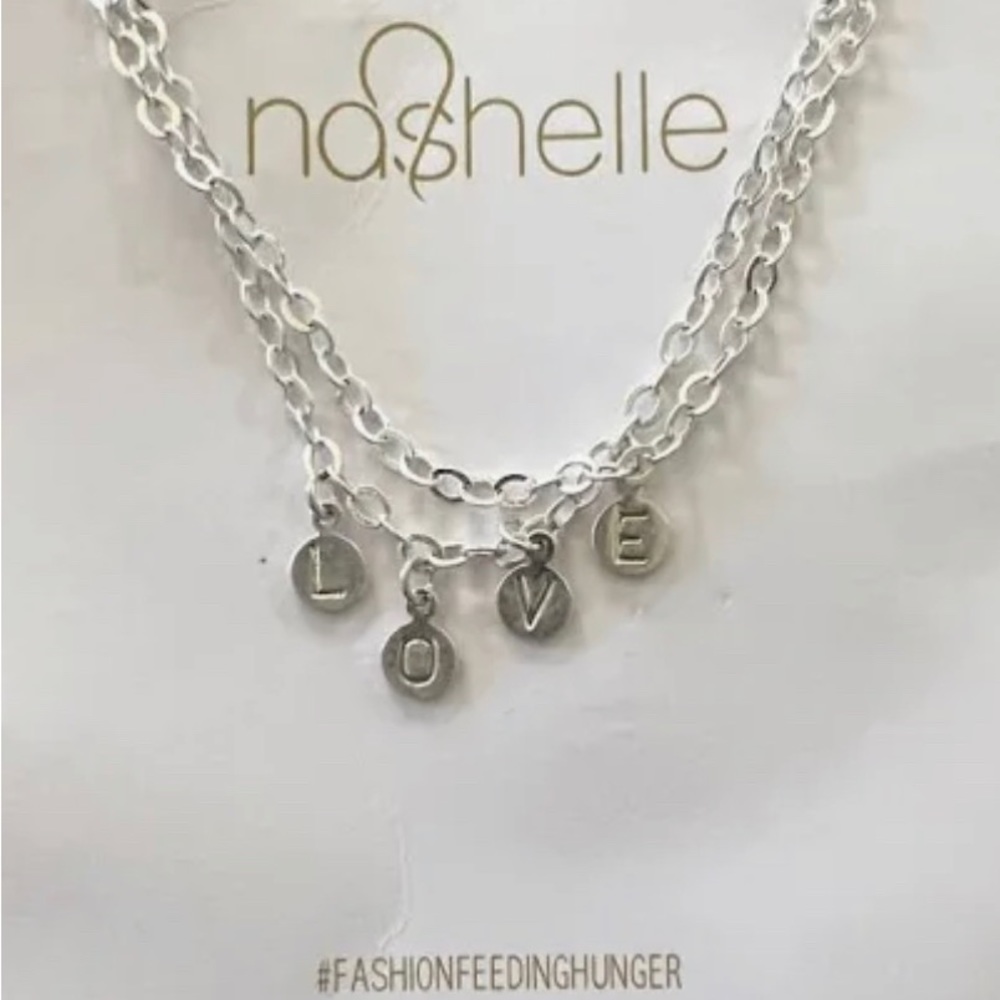 Nashelle Silver Disk Double Strand Love Bracelet
